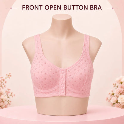 Premium Front Open Button Bra | Soft Cotton Fabric | Breathable Everyday Comfort