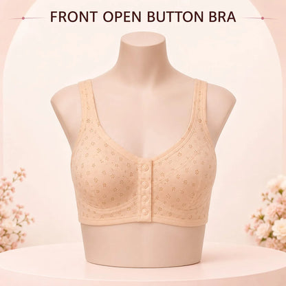 Premium Front Open Button Bra | Soft Cotton Fabric | Breathable Everyday Comfort