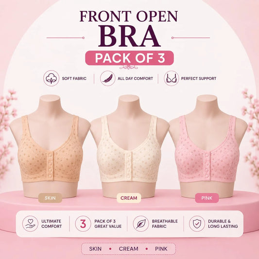 Premium Front Open Button Bra | Soft Cotton Fabric | Breathable Everyday Comfort